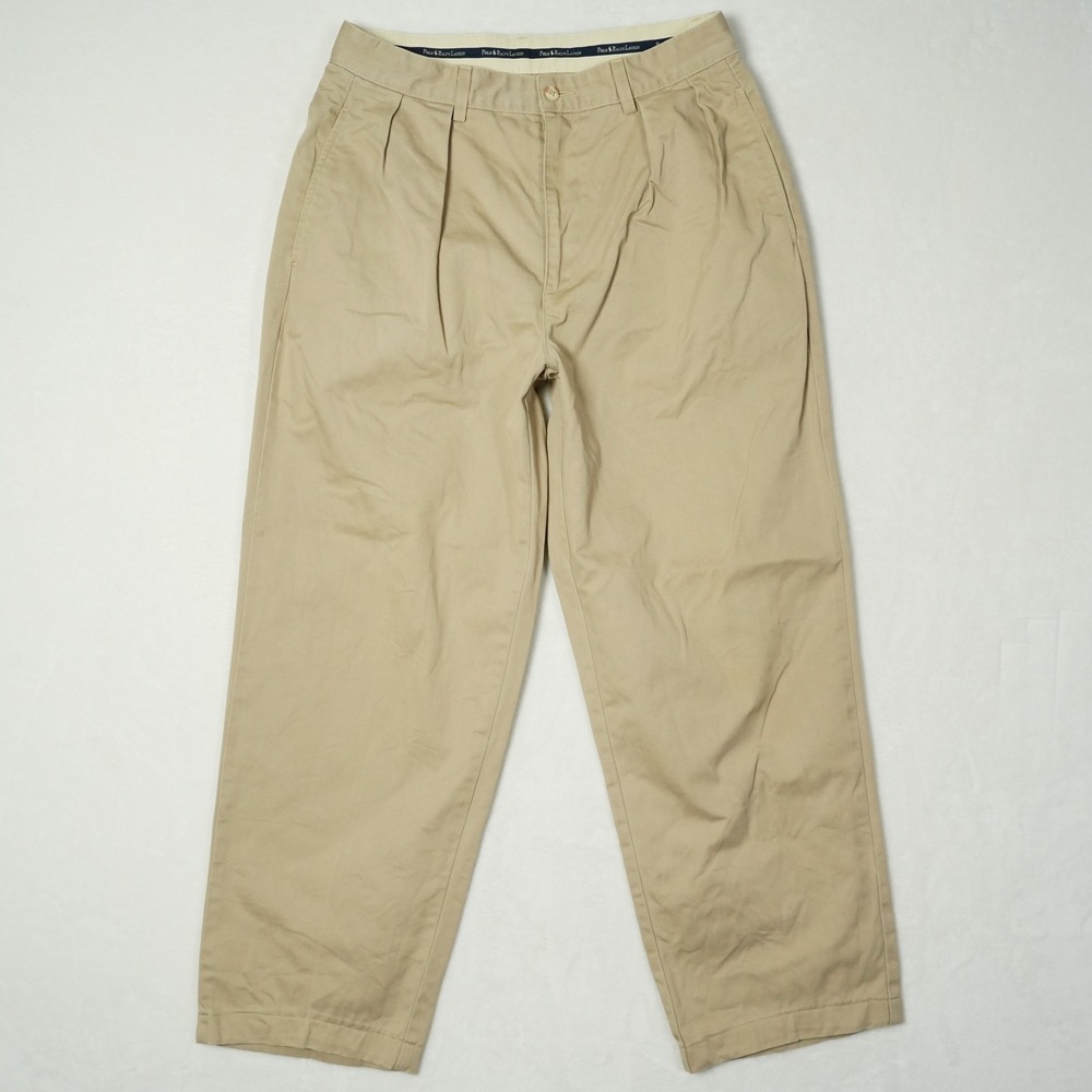 VTG Polo Ralph Lauren Mens (Fits 30x27) Double Pleated Chino Pants USA Made READ